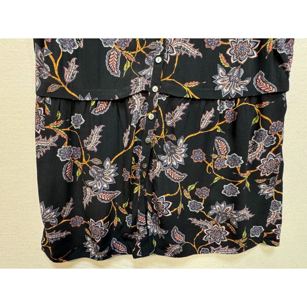 J. Jill Womens Button-Front Blouse Top Size S Petite Black Floral Sleeveless Y2K - Picture 6 of 11